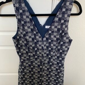 BCBG Navy and White Textured Dress
